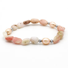 Carica l'immagine nel visualizzatore di Gallery, Bracciale donna burattatine opale rosa con ematite e perle di fiume