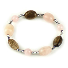 Carica l'immagine nel visualizzatore di Gallery, Bracciale donna morganite, legno fossile ed ematite