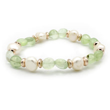 Carica l'immagine nel visualizzatore di Gallery, Bracciale donna burattate medie prehnite e perle di fiume