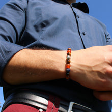 Carica l'immagine nel visualizzatore di Gallery, Bracciale uomo 8 mm corniola, sodalite, occhio di tigre e pietra lavica bagno argento
