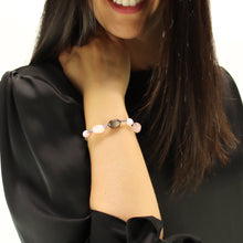 Carica l'immagine nel visualizzatore di Gallery, Bracciale donna morganite, legno fossile ed ematite