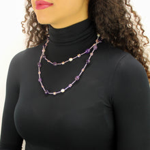 Carica l'immagine nel visualizzatore di Gallery, Collana lunga ametista, ematite, perle di fiume e cristalli