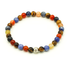 Carica l'immagine nel visualizzatore di Gallery, Bracciale uomo 6 mm corniola, sodalite, occhio di tigre e pietra lavica bagno argento