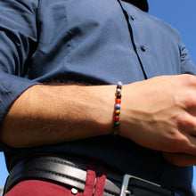 Carica l'immagine nel visualizzatore di Gallery, Bracciale uomo 6 mm corniola, sodalite, occhio di tigre e pietra lavica bagno argento