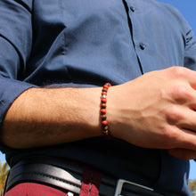 Carica l'immagine nel visualizzatore di Gallery, Bracciale uomo 6 mm bronzite, diaspro rosso e zama