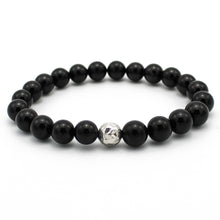 Carica l'immagine nel visualizzatore di Gallery, Bracciale unisex 8 mm Tormalina nera e argento 925