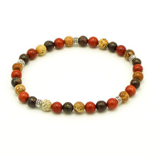 Carica l'immagine nel visualizzatore di Gallery, Bracciale uomo 6 mm diaspro paesina, bronzite, diaspro rosso e zama