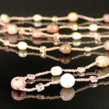 Carica l'immagine nel visualizzatore di Gallery, Collana lunga opale rosa, ematite, perle di fiume e cristalli