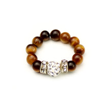 Carica l'immagine nel visualizzatore di Gallery, Anello occhio di tigre e strass