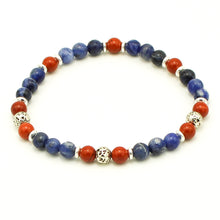 Carica l'immagine nel visualizzatore di Gallery, Bracciale uomo 6 mm sodalite, diaspro rosso e pietra lavica bagno argento