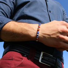 Carica l'immagine nel visualizzatore di Gallery, Bracciale uomo 6 mm sodalite, diaspro rosso e pietra lavica bagno argento
