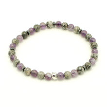 Carica l'immagine nel visualizzatore di Gallery, Bracciale uomo 6 mm ametista, paesina grigia, ematite e zama