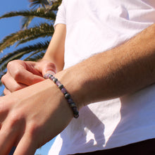 Carica l'immagine nel visualizzatore di Gallery, Bracciale uomo 6 mm ametista, paesina grigia, ematite e zama