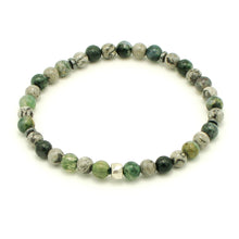 Carica l'immagine nel visualizzatore di Gallery, Bracciale uomo 6 mm agata muschiata, paesina grigia, ematite e zama