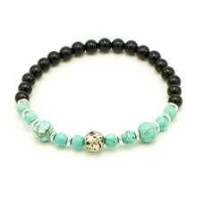 Carica l'immagine nel visualizzatore di Gallery, Bracciale uomo 6 mm howlite, onice nero, pietra lavica bagno argento e zama