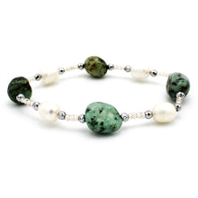 Carica l'immagine nel visualizzatore di Gallery, Bracciale donna burattate medie rubizoisite, ematite, perle di fiume e cristalli