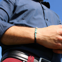 Carica l'immagine nel visualizzatore di Gallery, Bracciale uomo 6 mm howlite, onice nero, pietra lavica bagno argento e zama