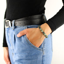 Carica l'immagine nel visualizzatore di Gallery, Bracciale unisex Diaspro silver green 10 mm sfaccettati