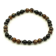 Carica l'immagine nel visualizzatore di Gallery, Bracciale uomo 6 mm bronzite, ematite e onice nero
