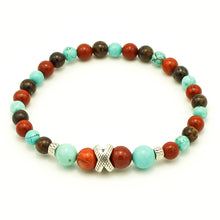 Carica l'immagine nel visualizzatore di Gallery, Bracciale uomo 6 mm e 8 mm howlite, diaspro rosso, bronzite e zama
