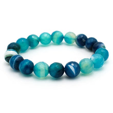 Carica l'immagine nel visualizzatore di Gallery, Bracciale unisex Agata Blu 10 mm sfaccettati