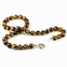 Carica l'immagine nel visualizzatore di Gallery, Collana girocollo occhio di tigre 10 mm sfaccettati