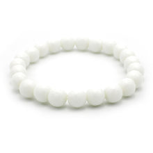 Carica l'immagine nel visualizzatore di Gallery, Bracciale unisex Agata bianca 8 mm sfaccettati
