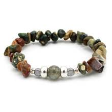 Carica l'immagine nel visualizzatore di Gallery, Bracciale donna chips con lega, diaspro oceanico, ematite cubo, labradorite