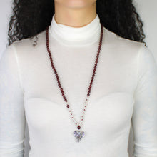 Carica l'immagine nel visualizzatore di Gallery, Mala legno di rosa, pietra di luna e labradorite