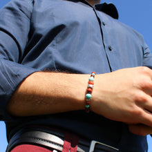 Carica l'immagine nel visualizzatore di Gallery, Bracciale uomo 6 mm e 8 mm howlite, diaspro rosso, bronzite e zama