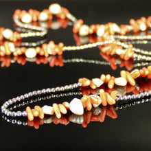 Carica l'immagine nel visualizzatore di Gallery, Collana media punte di corallo bamboo con perle di fiume ed ematite