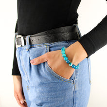 Carica l'immagine nel visualizzatore di Gallery, Bracciale unisex Agata Blu 10 mm sfaccettati
