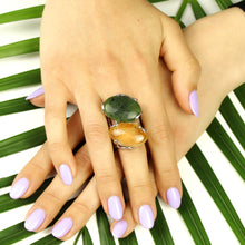 Carica l'immagine nel visualizzatore di Gallery, Anello quarzo citrino, giada nefrite e argento 925
