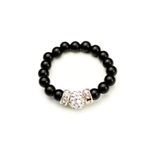 Carica l'immagine nel visualizzatore di Gallery, Anello onice nero e strass