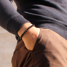 Carica l'immagine nel visualizzatore di Gallery, Bracciale uomo 6 mm tormalina nera