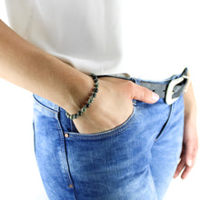 Carica l'immagine nel visualizzatore di Gallery, Bracciale unisex Diaspro silver green 6 mm lisci