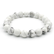 Carica l'immagine nel visualizzatore di Gallery, Bracciale unisex Howlite bianca 8 mm lisci