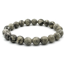 Carica l'immagine nel visualizzatore di Gallery, Bracciale unisex Paesina grigia 10 mm sfaccettati