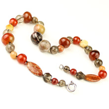 Carica l'immagine nel visualizzatore di Gallery, Girocollo quarzo fumè, diaspro rosso, corniola, calcite, agata