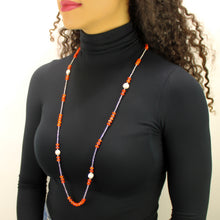 Carica l'immagine nel visualizzatore di Gallery, Collana media rondelle di corallo bamboo con perle di fiume ed ematite