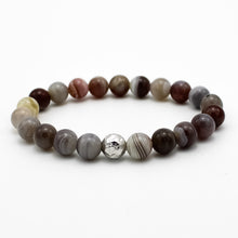 Carica l'immagine nel visualizzatore di Gallery, Bracciale unisex 8 mm Agata botswana e argento 925