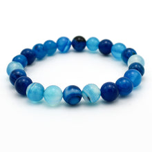 Carica l'immagine nel visualizzatore di Gallery, Bracciale unisex Agata blu 8 mm lisci