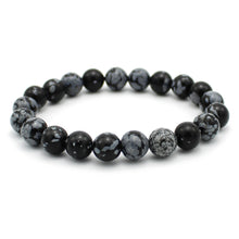 Carica l'immagine nel visualizzatore di Gallery, Bracciale unisex Ossidiana fiocco di neve 8 mm lisci