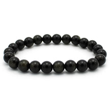 Carica l'immagine nel visualizzatore di Gallery, Bracciale unisex Ossidiana gold 8 mm lisci