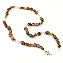 Carica l'immagine nel visualizzatore di Gallery, Girocollo occhio di tigre, occhio di falco, occhio di bue, ematite e perle di fiume