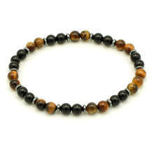 Carica l'immagine nel visualizzatore di Gallery, Bracciale uomo 6 mm occhio di tigre, ematite e onice nero