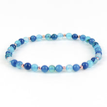 Carica l'immagine nel visualizzatore di Gallery, Bracciale unisex agata blu 4 mm lisci
