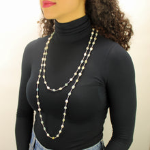 Carica l'immagine nel visualizzatore di Gallery, Collana lunga acquamarina, ematite, perle di fiume e cristalli