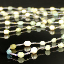 Carica l'immagine nel visualizzatore di Gallery, Collana lunga acquamarina, ematite, perle di fiume e cristalli