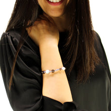 Carica l'immagine nel visualizzatore di Gallery, Bracciale donna acquamarina, quarzo fumè, ematite e perle di fiume